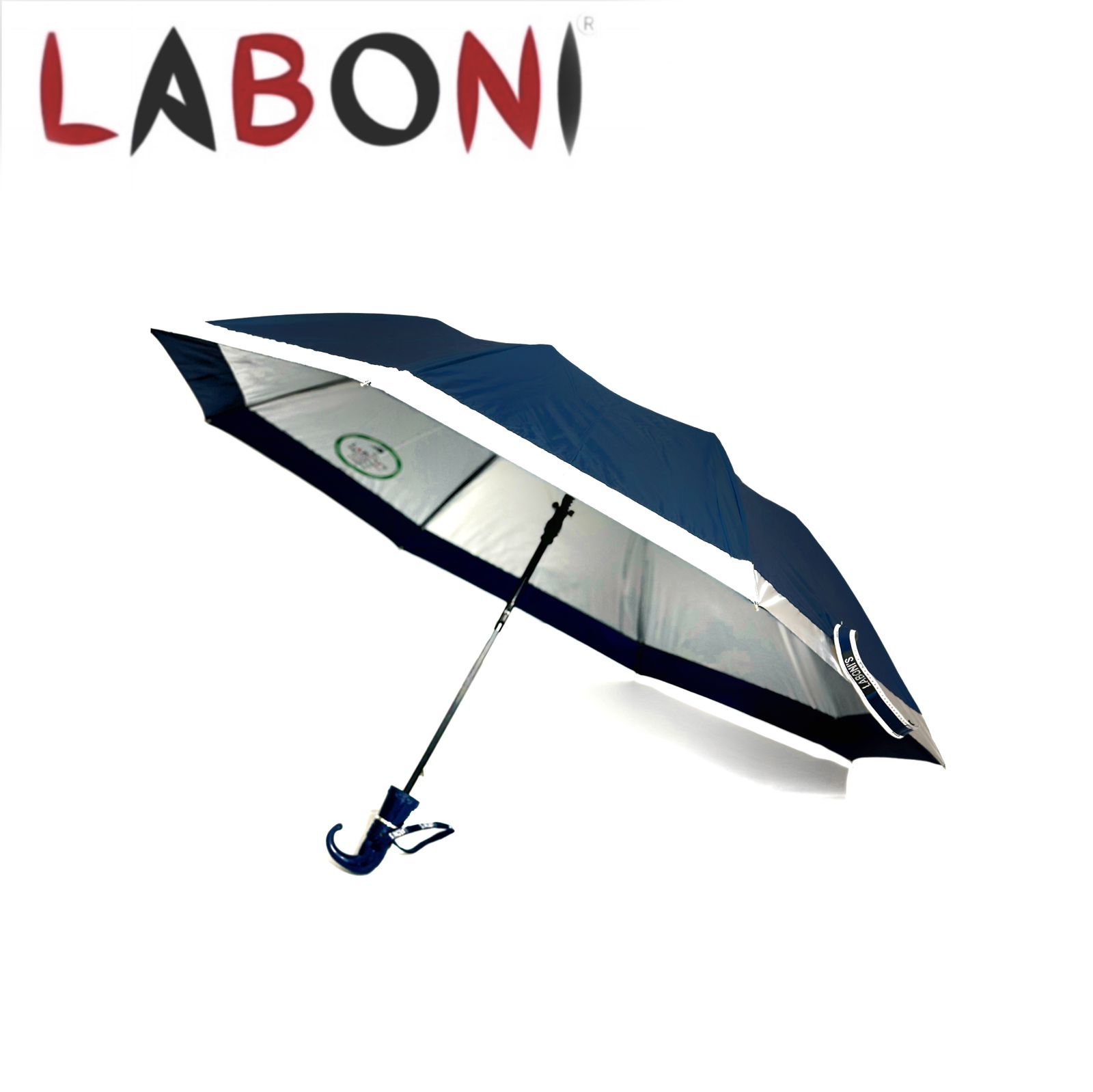 Laboni's 2 Folding Windproof Silver Colour
                            Border Umbrella